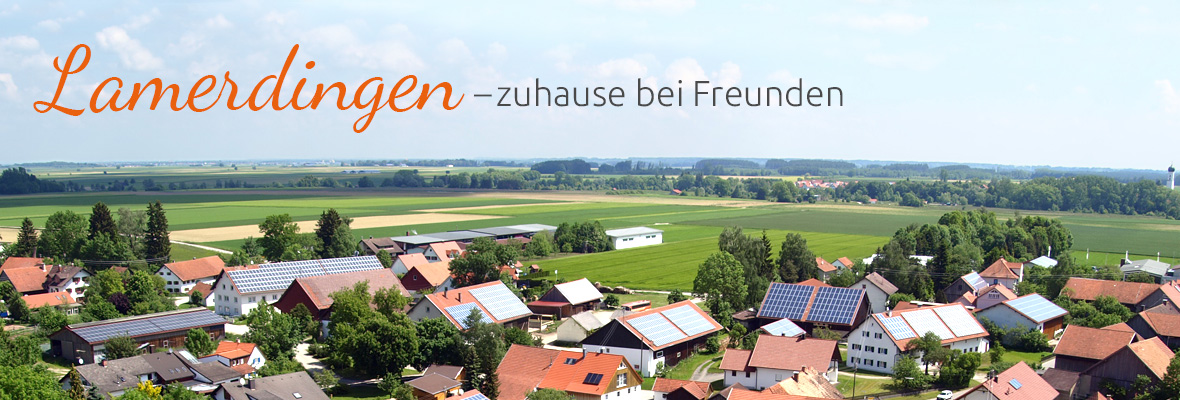 Ortsansicht Lamerdingen mit dem Slogan: "Zuhause bei Freunden"